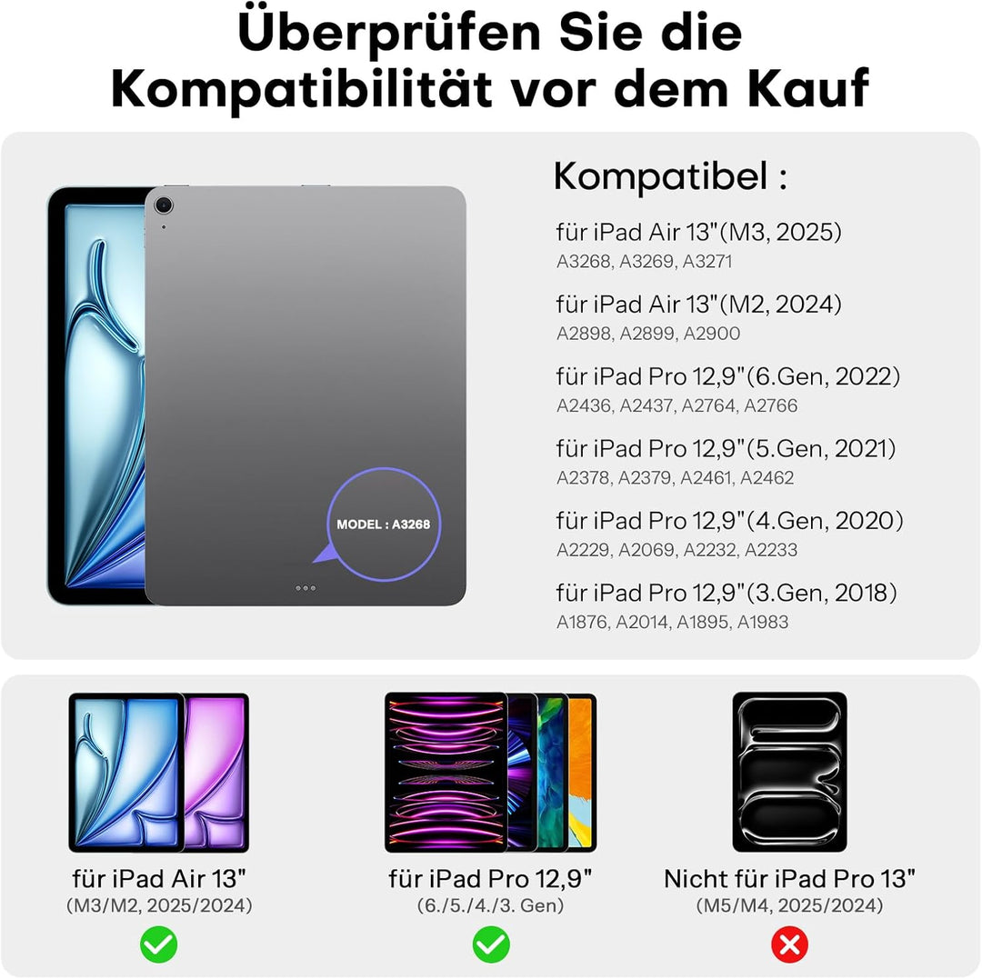 OMOTON Tastatur Hülle für iPad Air 13"(M4/M3/M2, 2026/2025/2024), Magnetische Magic Keyboard für iPa