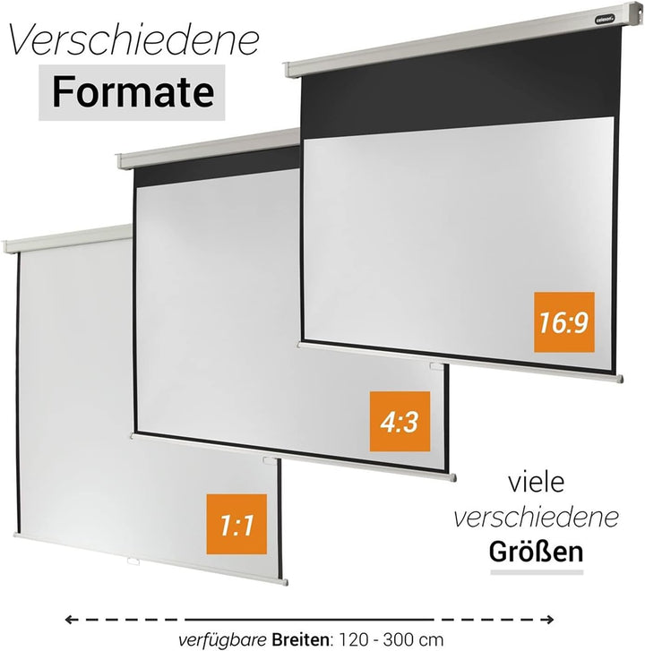 celexon manuell ausziehbare Heimkino- und Business-Beamer-Leinwand 4K und Full-HD Rollo-Leinwand Pro