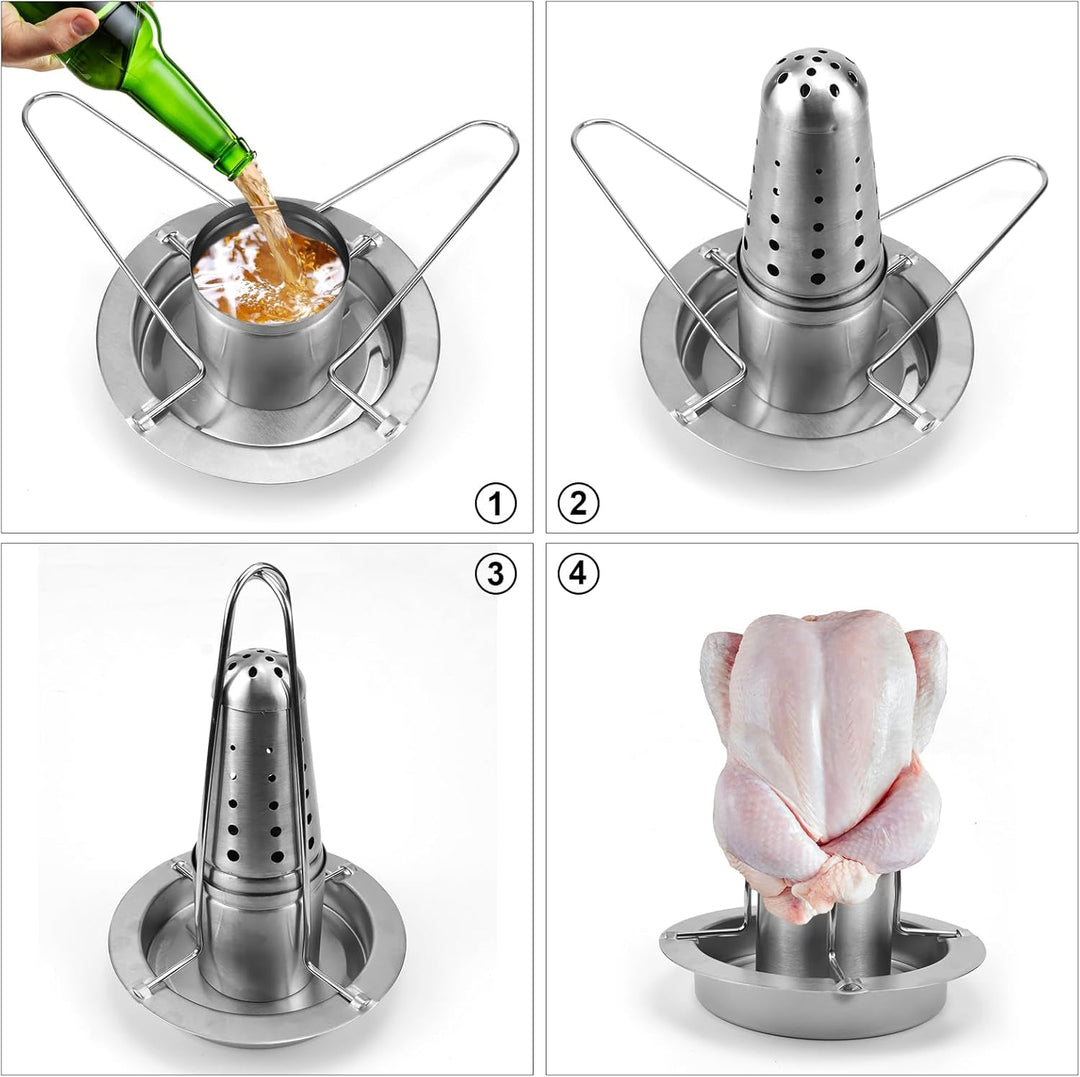 Hähnchenbräter 1 Stück Hähnchenhalter Grill Hähnchengrill aus Edelstahl Geflügelbräter für Backofen