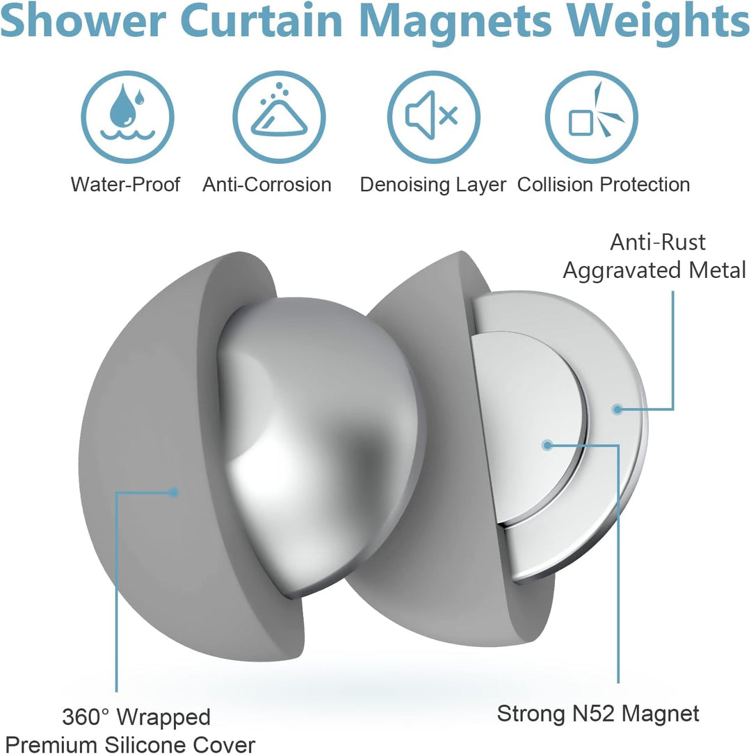 VANZAVANZU Duschvorhang Gewichte, Niemals Rost Duschvorhang Magnete, Silikonbeschichtete Magnete Tis