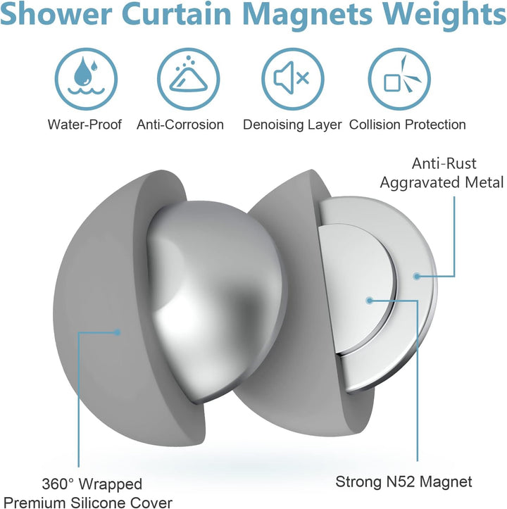 VANZAVANZU Duschvorhang Gewichte, Niemals Rost Duschvorhang Magnete, Silikonbeschichtete Magnete Tis