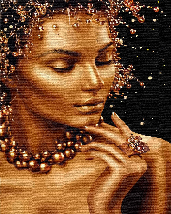 Artnapi Malen nach Zahlen Erwachsene mit Rahmen | DIY Handgemalt | Goldene Schönheit | Kit für Anfän