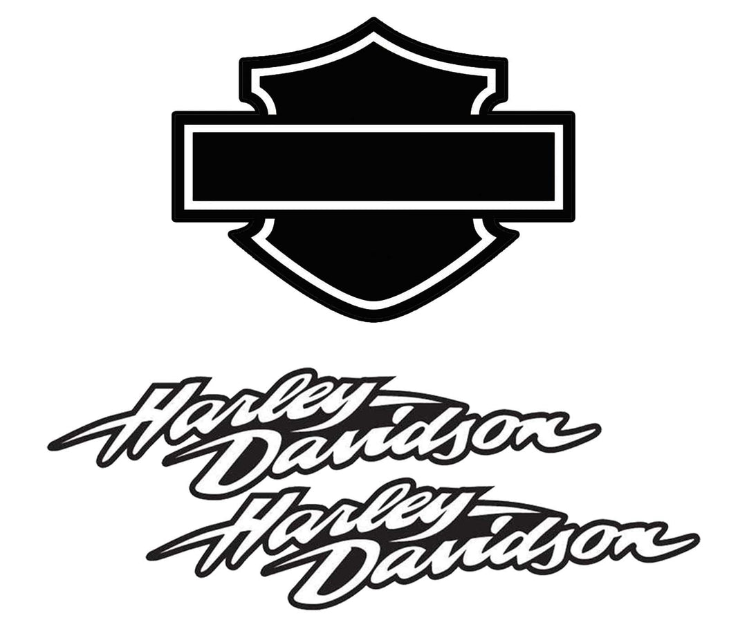 Reflektierende Aufkleber für Motorradhelm, Hommage an Harley Davidson, Schwarz, 3 Stück