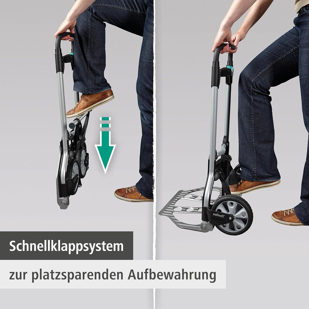 Wolfcraft TS 850 Transportsystem 5501000 / Komfortable & klappbare Sackkarre für Lasten bis zu 100 k