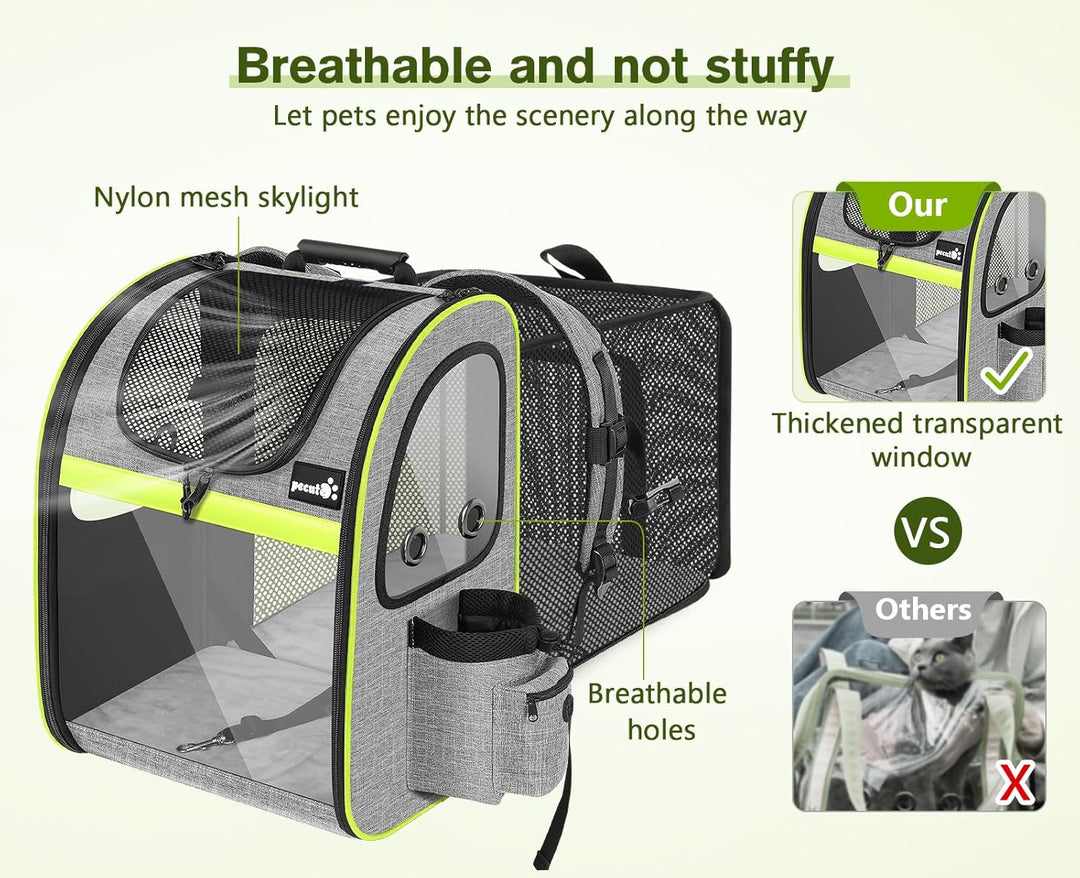 pecute Hunderucksack Erweiterbar, Faltbar Katzenrucksack Katzen mit Anti-offener Reissverschluss, Ru