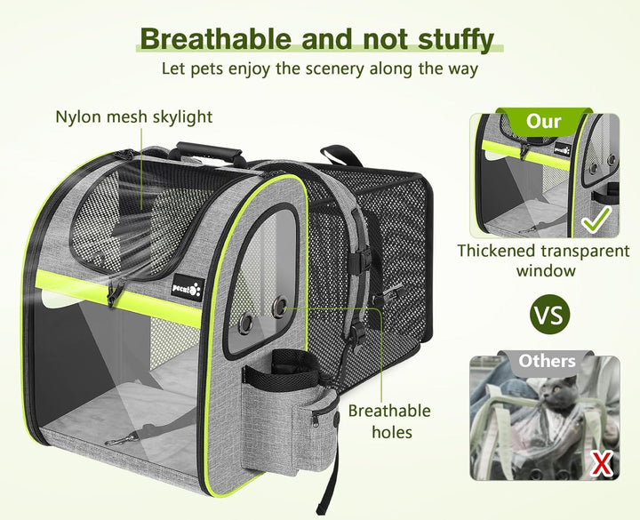 pecute Hunderucksack Erweiterbar, Faltbar Katzenrucksack Katzen mit Anti-offener Reissverschluss, Ru