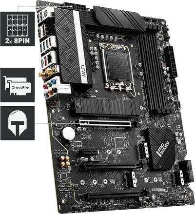 MSI PRO Z690-A WIFI DDR4 Mainboard ATX, unterstützt Intel Prozessoren 12. Generation, LGA 1700 - 14