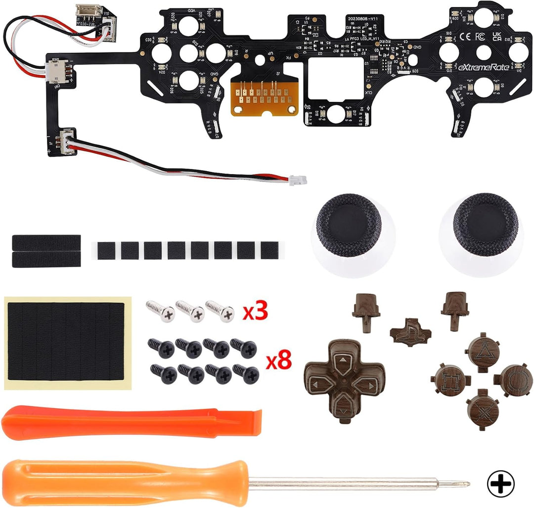 eXtremeRate DTF LED Kit für ps5 Controller BDM-030/040, Ersatz leucht D-Pad Thumbstick Share/Option/