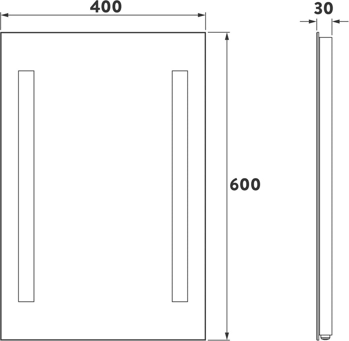 Croydex Thornton Hang 'N' Lock beleuchteter rechteckiger Spiegel mit zwei LED-Lichtleisten 60 x 40 x