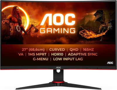 AOC Gaming CQ27G2SE - 27 Zoll QHD Curved Monitor, FreeSync Premium (2560x1440, 165 Hz, HDMI 1.4, Dis