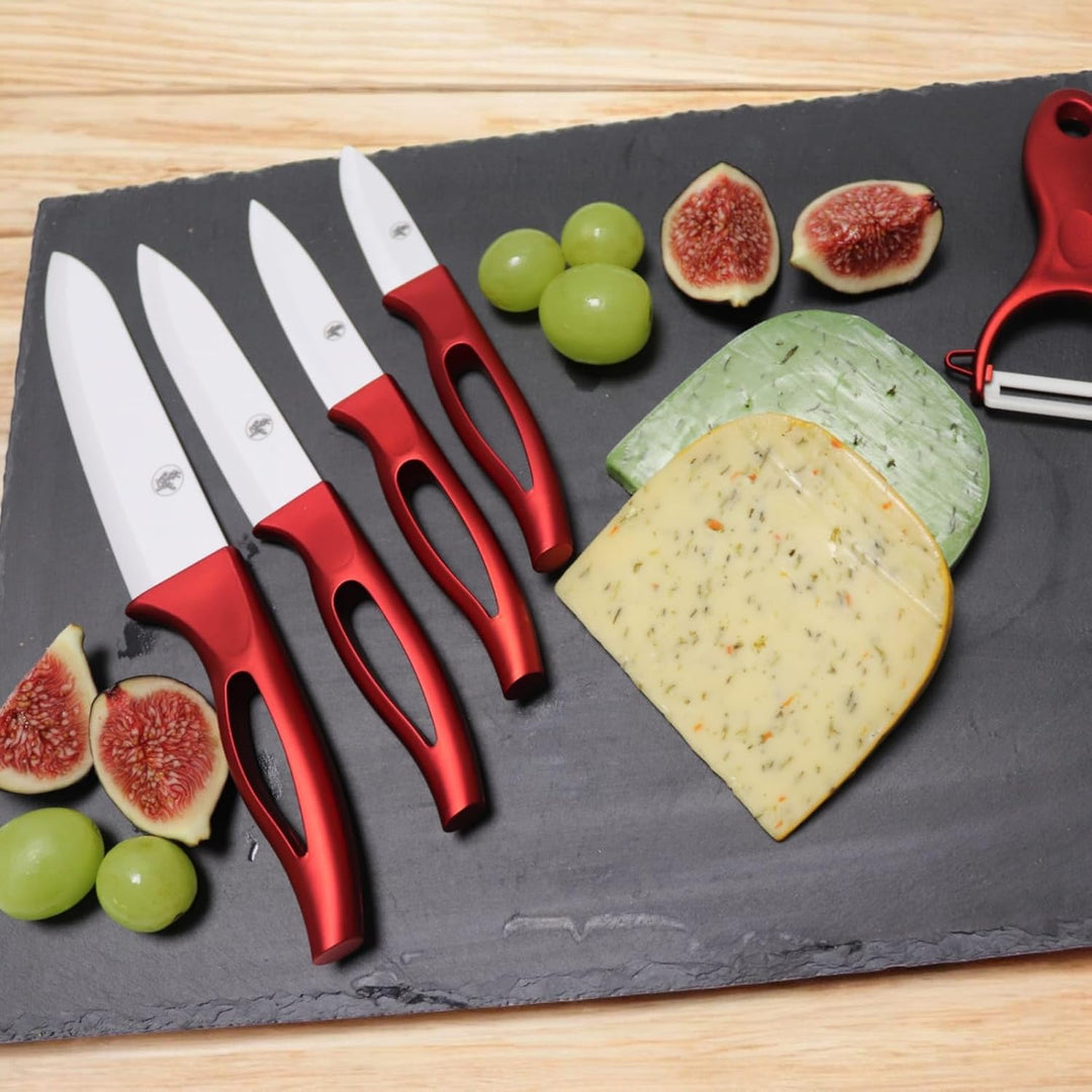 Keramikmesser Set 5-teilig - Hochwertiges Küchenmesser-Set mit 4 Präzisions-Keramikmessern & Schäler