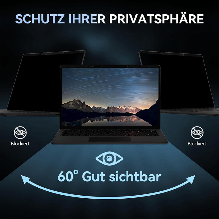 Magnetischer sichtschutz für 15,6 Zoll Laptop 16:9, Abnehmbarer Sichtschutzfolie, Anti Blaulicht Ble