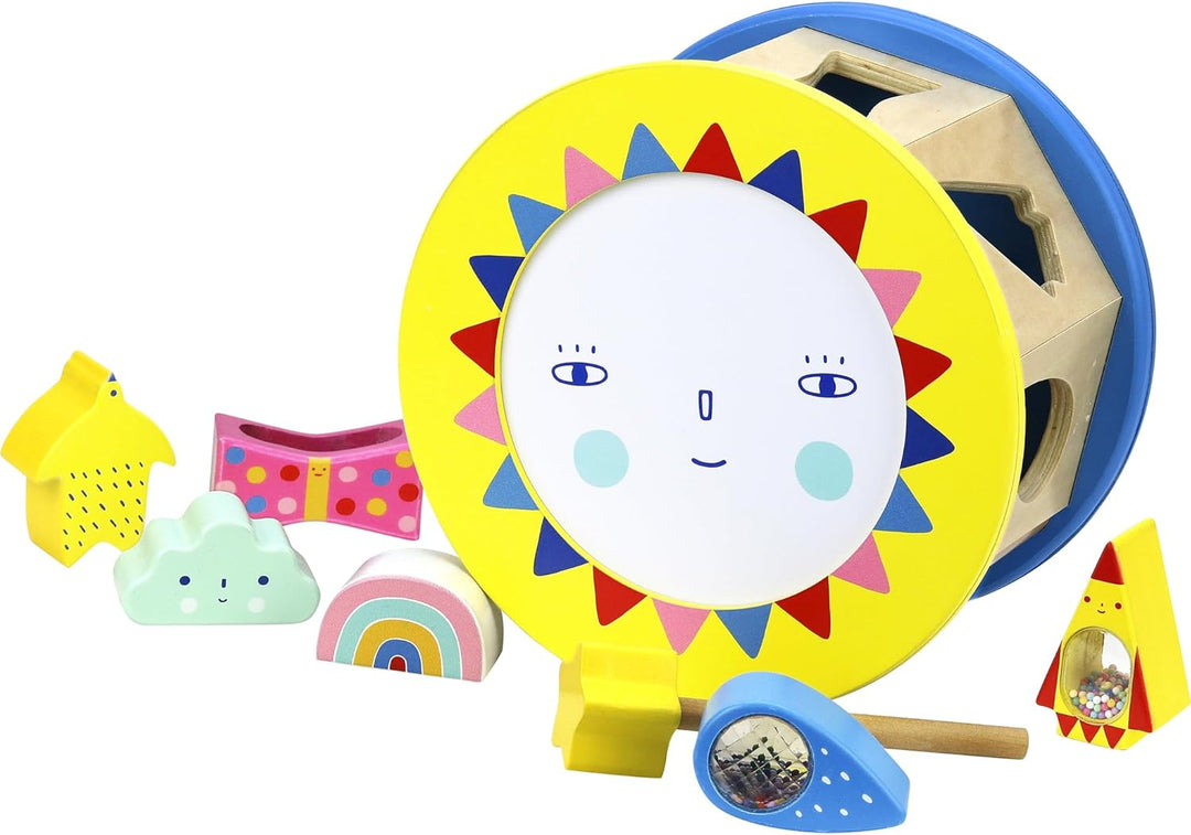 Vilac Variety Suzy Ultman Sound Shapes Box – ab 18 Monaten – 8908, Nacht-und Tag-Formsortierer, S Na