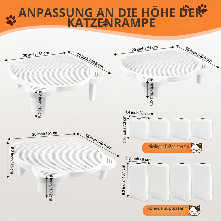 Verstellbare Katzen Rampe für Katzentoilette, Erhöhte Katzentoilette Stufe, Doppelte Katzenstreufall