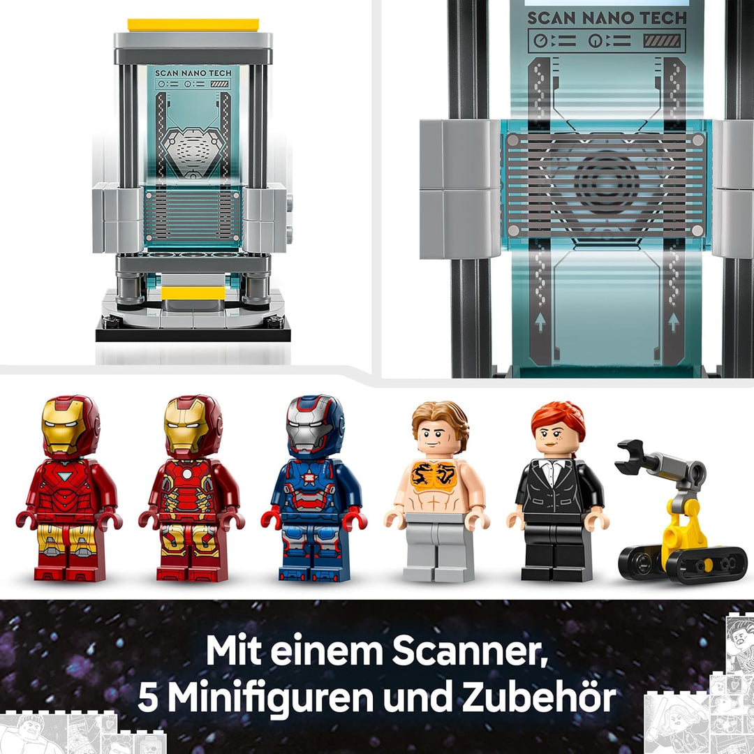 LEGO | Marvel Iron Mans Labor: Halle der Rüstungen - Superhelden Spielzeug mit Einer Mech Figur, 5 M