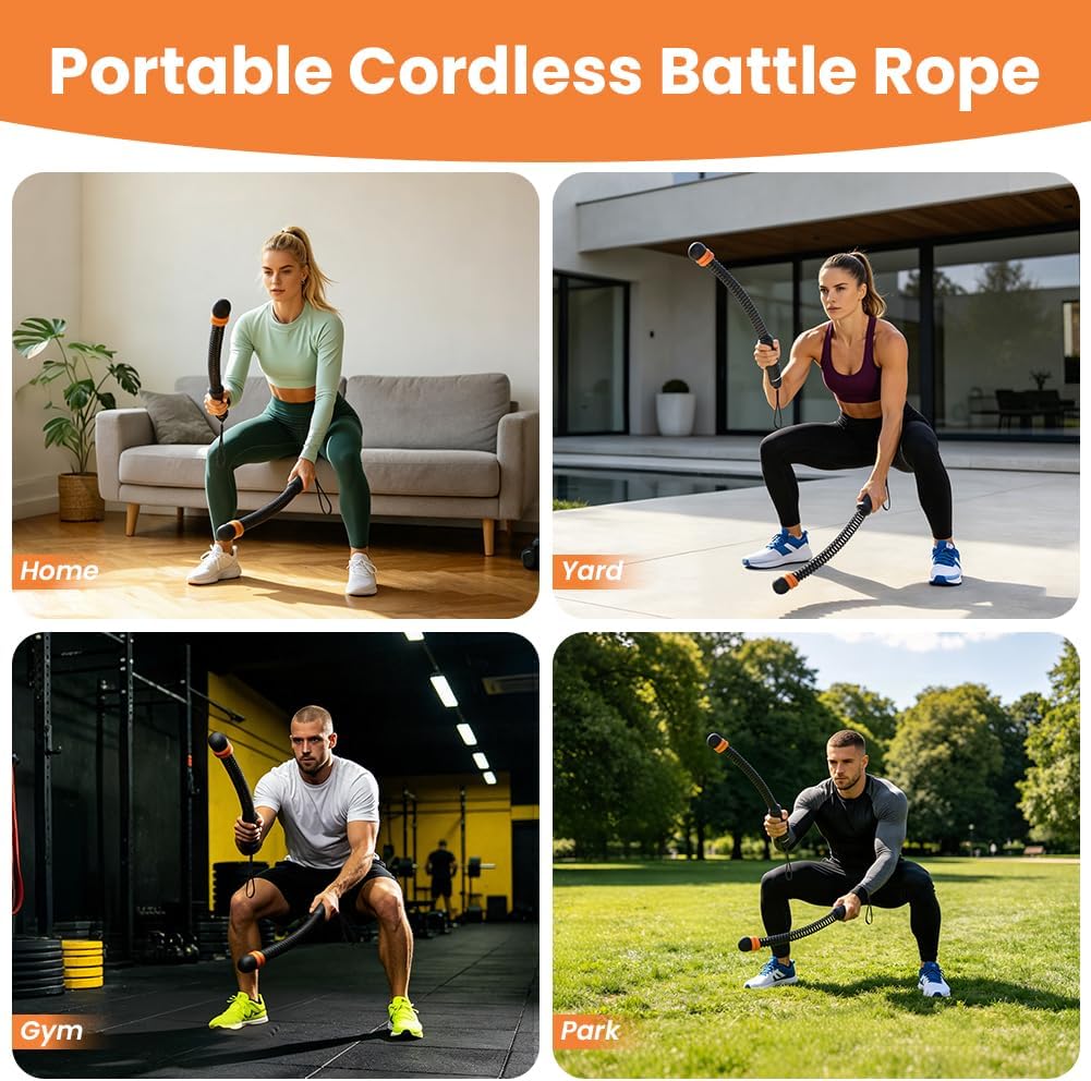 Vicloon Battle Rope, 2 Stück Verstellbares Ropeless Battle Ropes, Battles Rope Ohne Seil, Tragbar Sc
