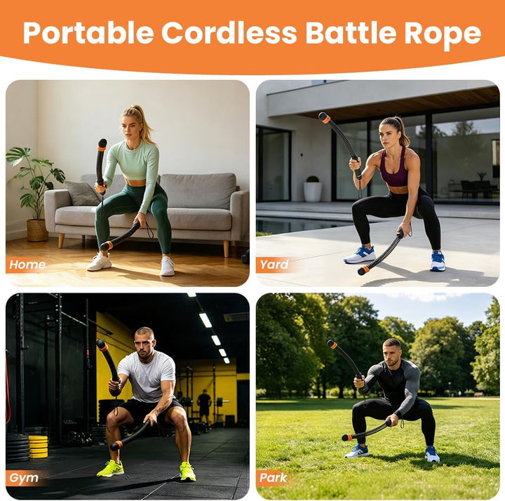 Vicloon Battle Rope, 2 Stück Verstellbares Ropeless Battle Ropes, Battles Rope Ohne Seil, Tragbar Sc