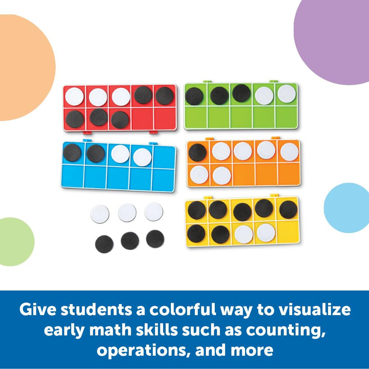 Learning Resources LER6641 Regenbogen Set, ab 5 Jahren, 10 verbindbare Zehner-Rahmen und Zähler, Mat