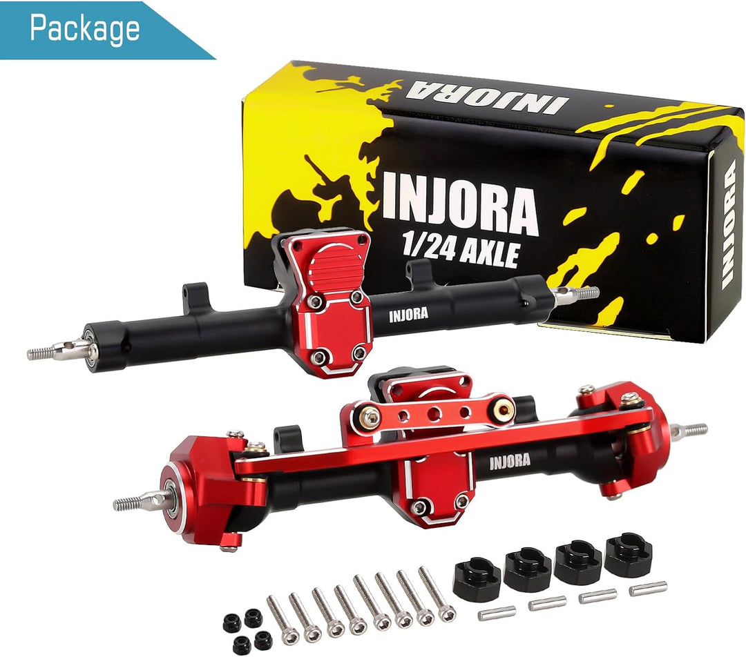 INJORA Vorder und Hinter RC Achsen CNC Aluminium Komplett Achse mit Schneckengetriebe Set für Axial
