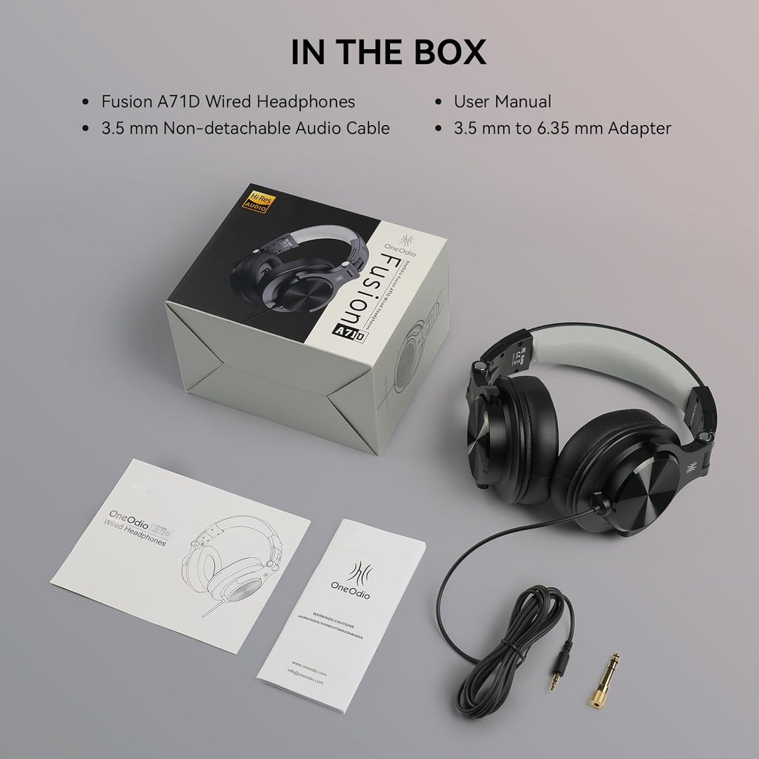 OneOdio A71D Over-Ear Kopfhörer, Studio Monitor Kopfhörer mit Kabel, Hi-Res Audio, faltbares Design