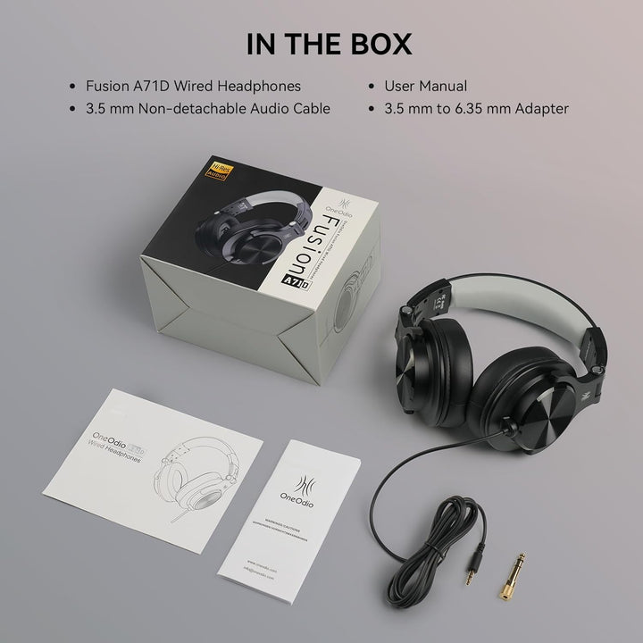 OneOdio A71D Over-Ear Kopfhörer, Studio Monitor Kopfhörer mit Kabel, Hi-Res Audio, faltbares Design
