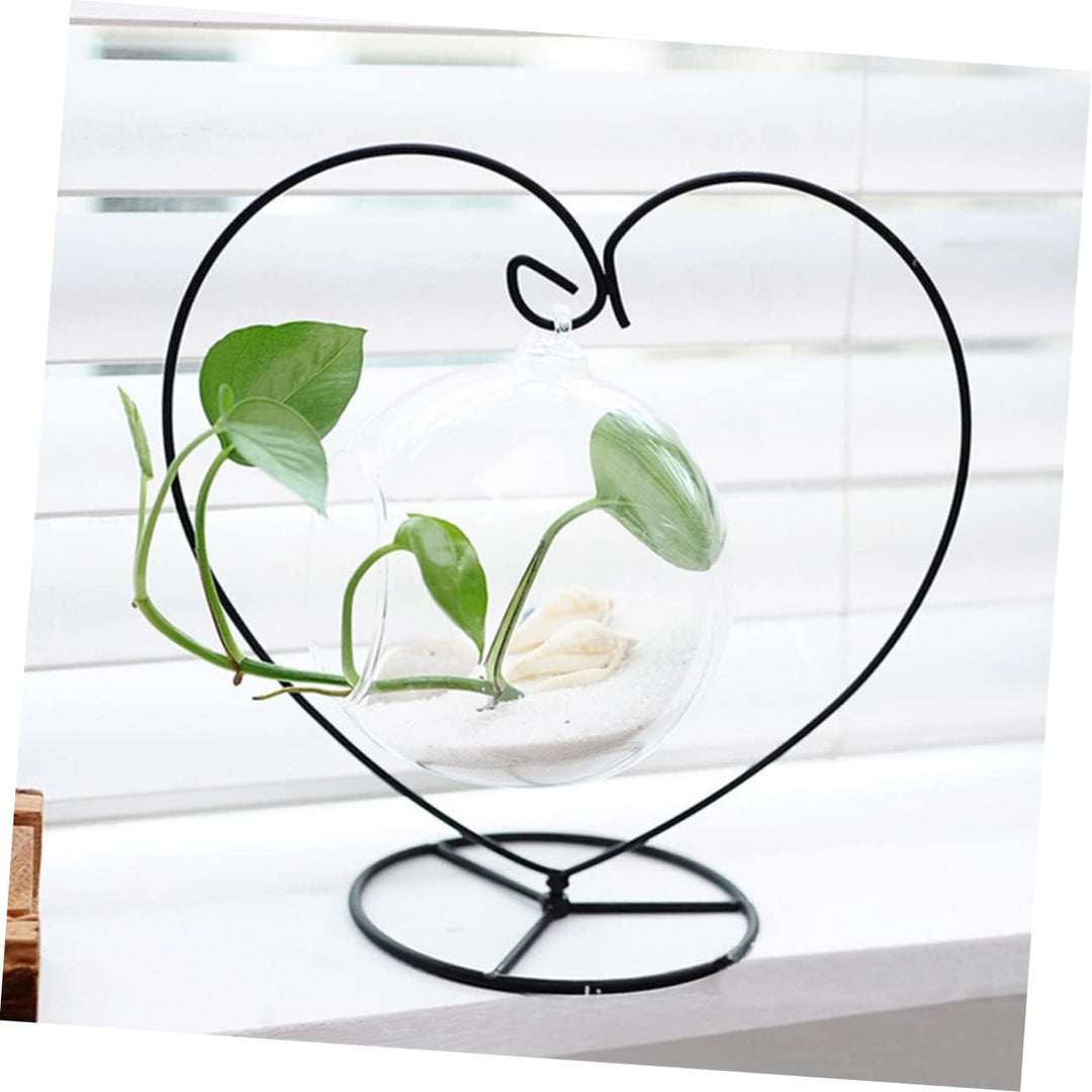 Supvox Herzform Eisenständer für Glasvasen & Terrarien - Schwarzer Metall-Halter für Mikrolandschaft