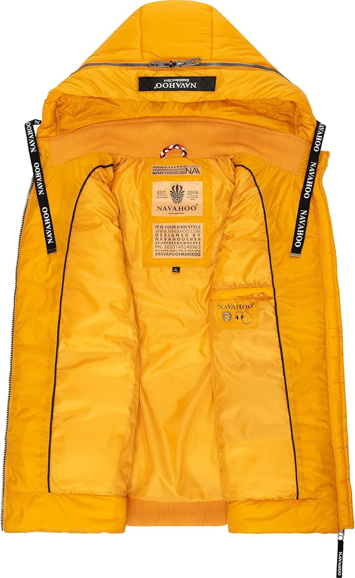 Navahoo Damen Steppweste leichte Outdoor-Weste Übergangsjacke mit Kapuze Kassidy XS-3XL XS Gelb, XS
