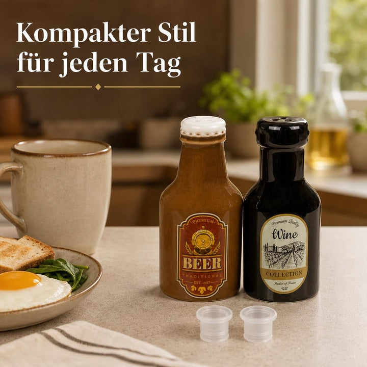 MIJOMA Salz- & Pfefferstreuer Set - Stilvolles Porzellandesign, Lebensmittelecht, Einfach zu Befülle