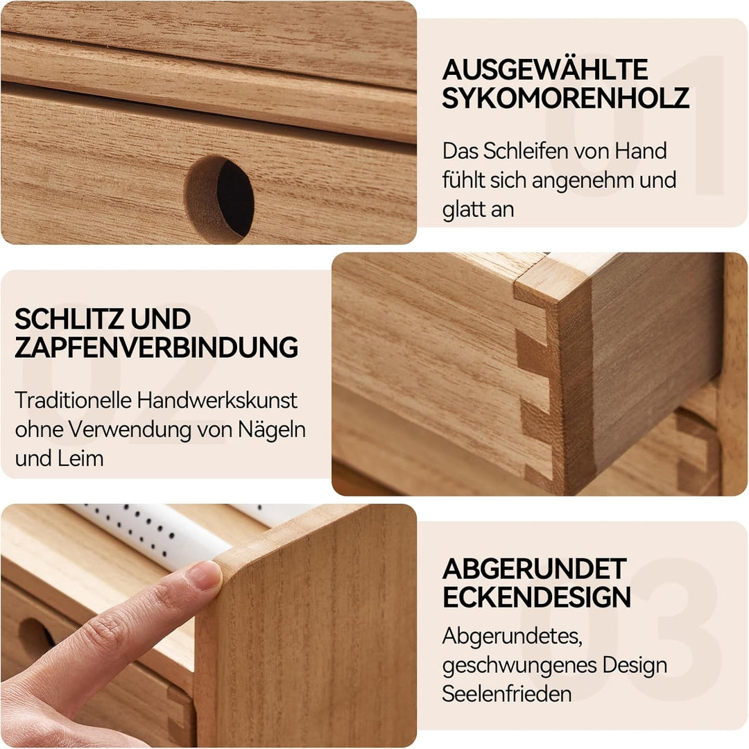 KIRIGEN Wood Desktop Organizer mit Schubladen Home Workspace Office Supplies Wooden Storage Box Shel