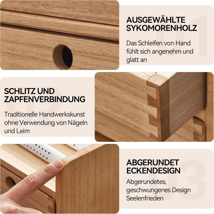 KIRIGEN Wood Desktop Organizer mit Schubladen Home Workspace Office Supplies Wooden Storage Box Shel