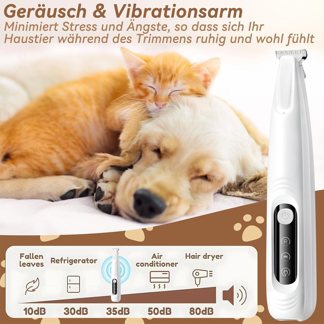 Pfotentrimmer für Hunde, Profi Hundetrimmer mit LED-Licht, Leise Haarschneidemaschine, Wasserdichter