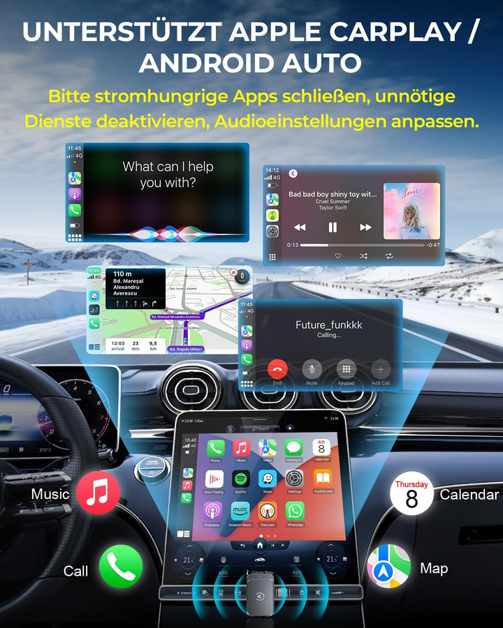 AuroraLink Wireless Carplay & Android Auto Wireless Adapter 2 in 1 Fast & Stabiler Carplay Wireless