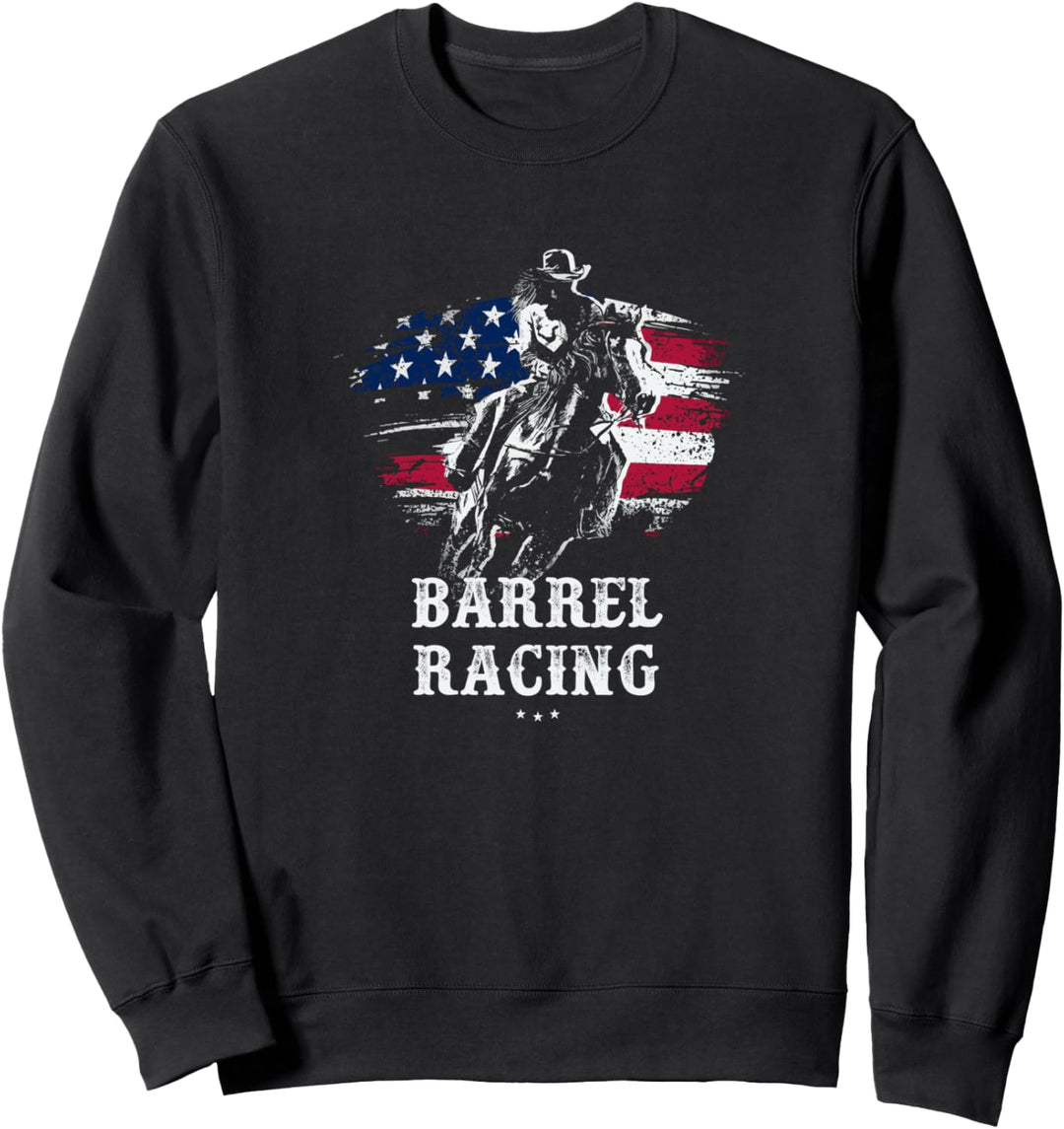 Barrel Racing - Patriotic Horse Riding - Riding Designs Sweatshirt
