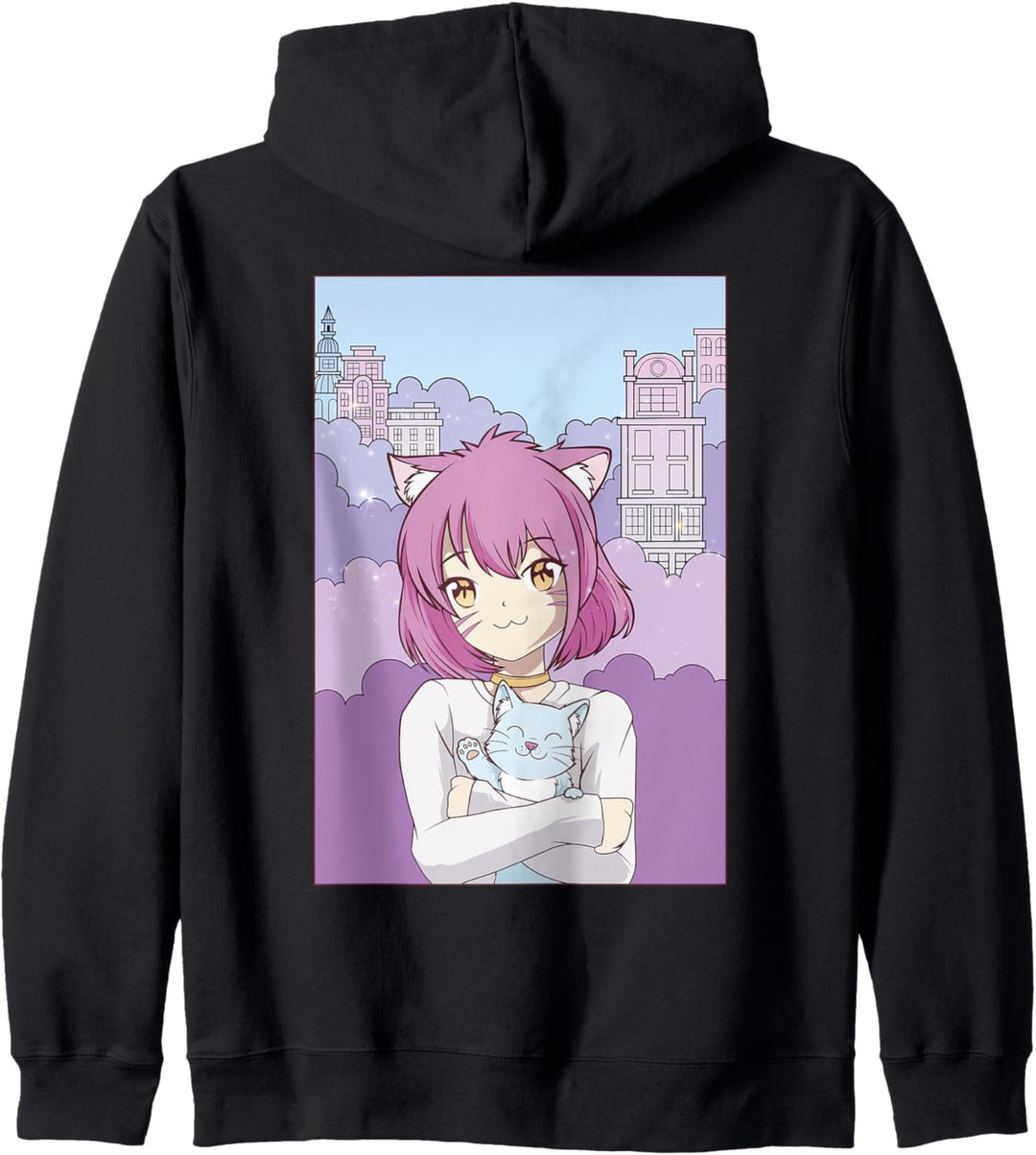 Japanisches Anime Katzenmädchen Vaporwave Aesthetic Otaku Kapuzenjacke