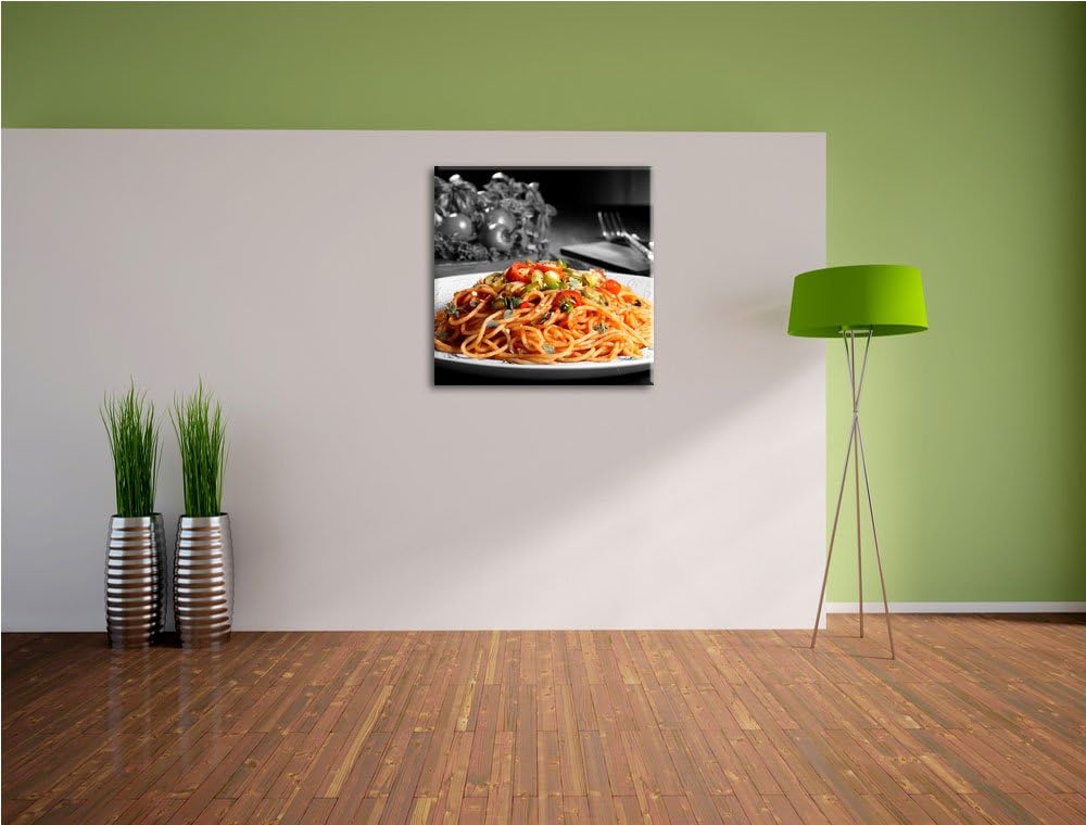 Pixxprint schmackhafte Spaghetti Italia als Leinwandbild Quadratisch/Grösse: 70x70 / Wandbild/Kunstd