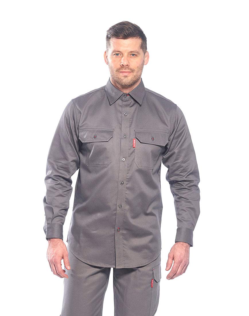 Portwest Bizflame 88/12 Hemd, Grösse: S, Farbe: Grau, FR89GRRS Grau S, Grau S