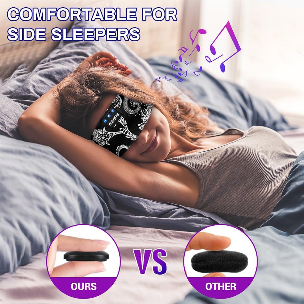 flintronic Schlafkopfhörer Bluetooth, Kabellose Schlaf Kopfhörer mit HD Stereo Lautsprecher für Männ