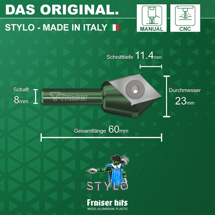 Fraiser STYLO Multifunktionsfräser zum Vorritzen mit auswechselbarem Fräseinsatz Hartmetall beschich
