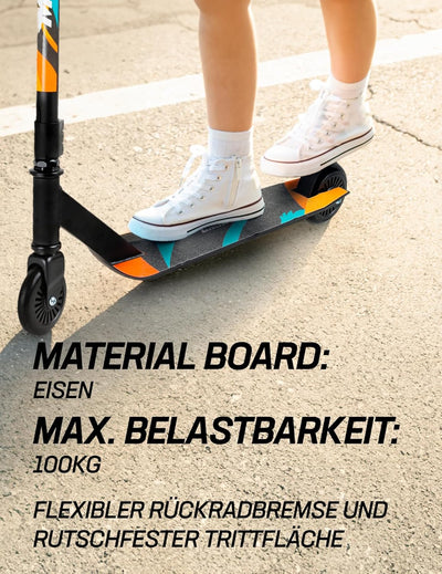 MUWO Halfpipe Stunt Scooter - Robuster Tretroller für Action und Tricks. Mit Rutschfester Trittfläch