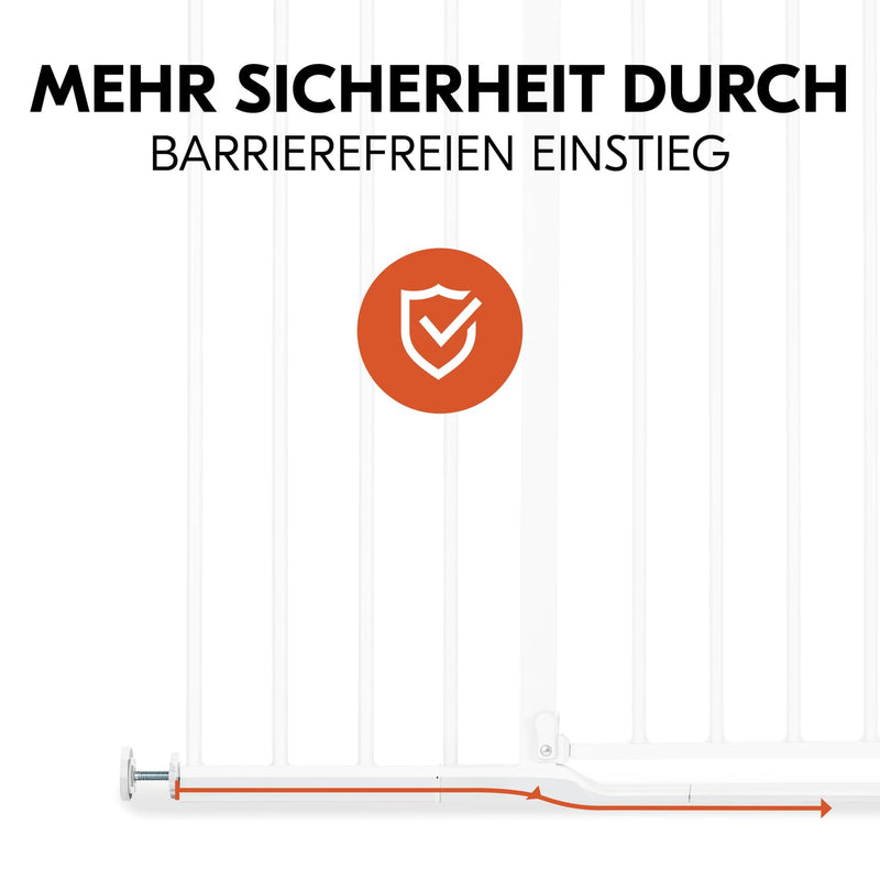 Hauck Treppenschutzgitter Türschutzgitter Clear Step 2 inkl. 21 cm Verlängerung für Breiten 96-101 c