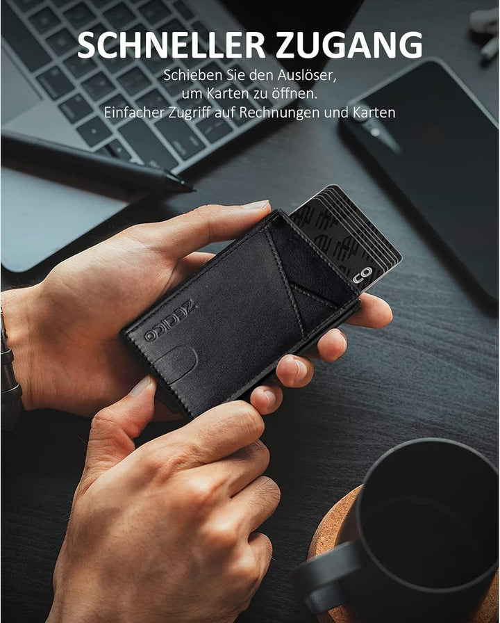 ZECICO Wallet - Kreditkartenetui mit RFID-Schutz - Geldbeutel für Herren - Slim Wallet mit Münzfach