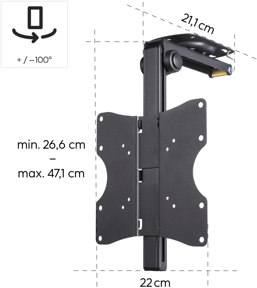 Hama Deckenhalterung für Fernseher 46 Zoll bis 19 Zoll (TV Deckenhalterung bis 20kg, Deckenhalterung