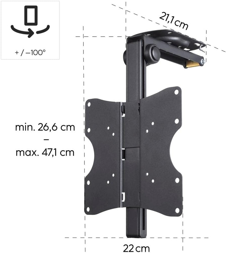 Hama Deckenhalterung für Fernseher 46 Zoll bis 19 Zoll (TV Deckenhalterung bis 20kg, Deckenhalterung