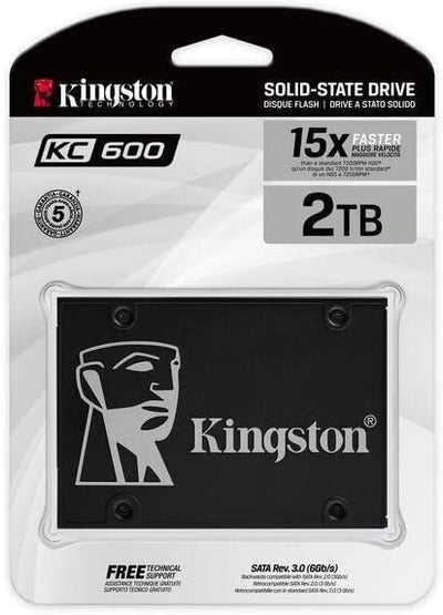 Kingston KC600 SSD SKC600/2048G Interne SSD 2.5" SATA Rev 3.0, 3D TLC, XTS AES 256-Bit-Verschlüsselu