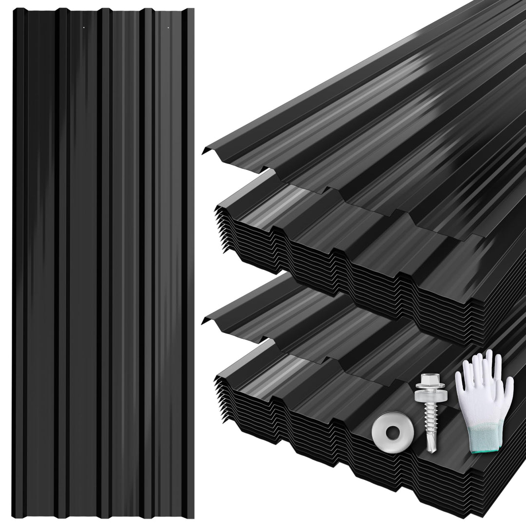 24er Set Profilblech mit Handschuhe & Schraube Verzinkter Stahl Trapezblech Dachblech mit Struktur 1