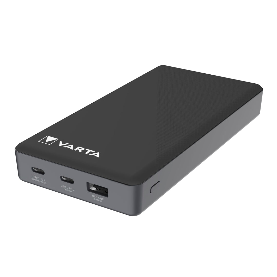 VARTA Power Bank 20000mAh, Powerbank Power on Demand mit 4 Anschlüssen (1x Micro USB, 2x USB A, 1x U