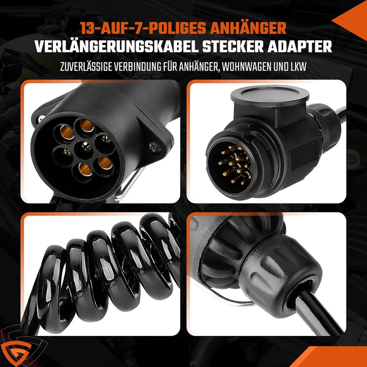 GEARMONSTER 2M Anhänger Verlängerungskabel 13-7 Polig, 12V Anhängerkabel Adapterkabel Anhänger Verlä