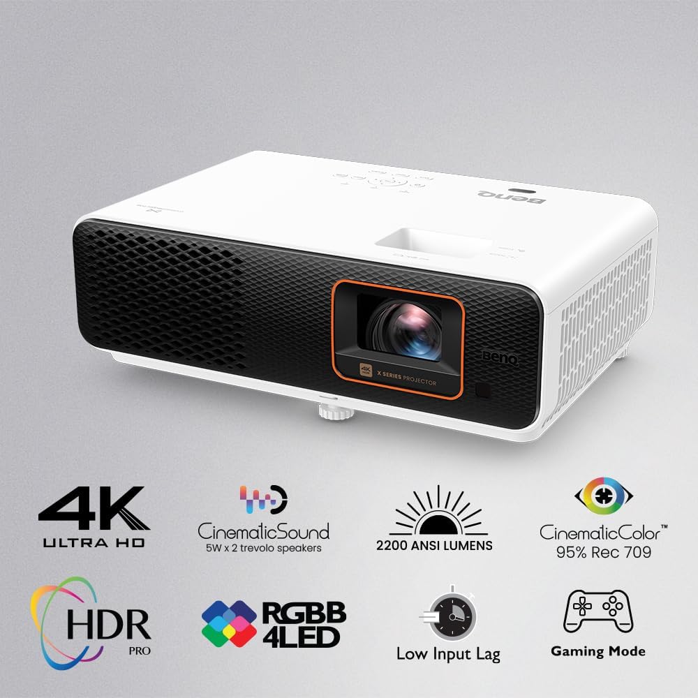 BenQ X500i True 4K UHD HDR 4LED 2.200 Lumen Gaming-Beamer mit Short Throw | 4 ms Reaktionszeit | Aut