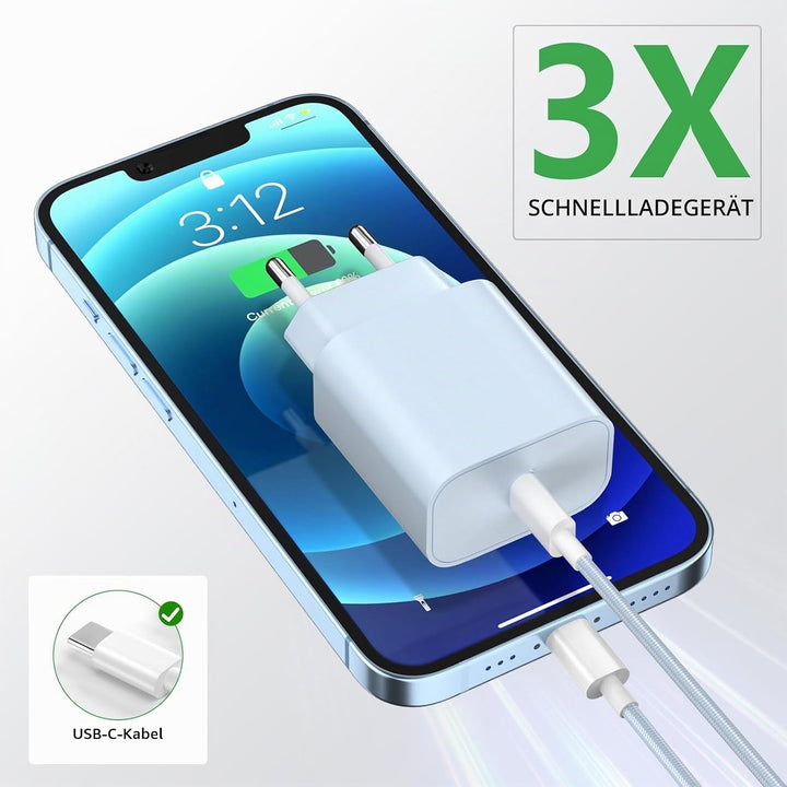 USB-C-ladegerät, für iPhone 16/15 Serie, for iPhone Schnellladegerät, PD20W, ladegerät-Typ-C, 2er Pa