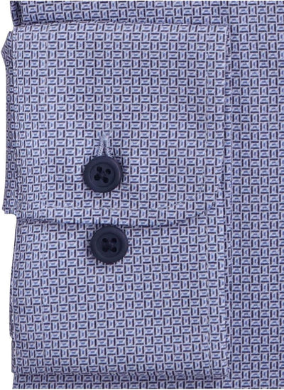 Pure Slim Fit Functional Hemd Langarm Haifischkragen Stretch Muster blau Grösse 37